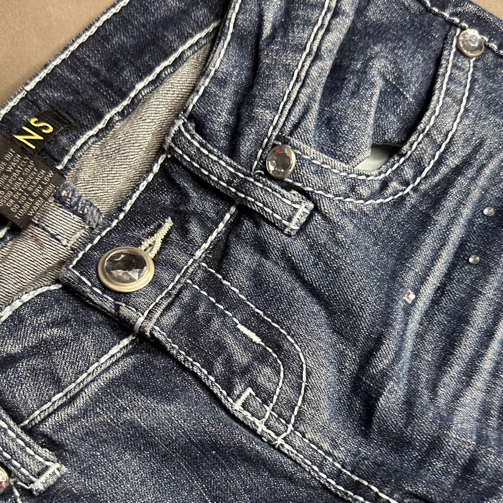 ZCO Jeans Women's Distressed Embellished Skinny‎ Blue Jeans Size 1 - Picture 6 of 13